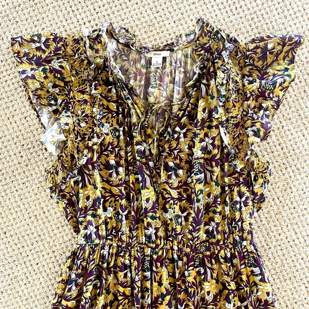 Anthropologie Othilia Aleksia Ruffled Maxi Dress Sz S Cottagecore Embroidered - Picture 5 of 15